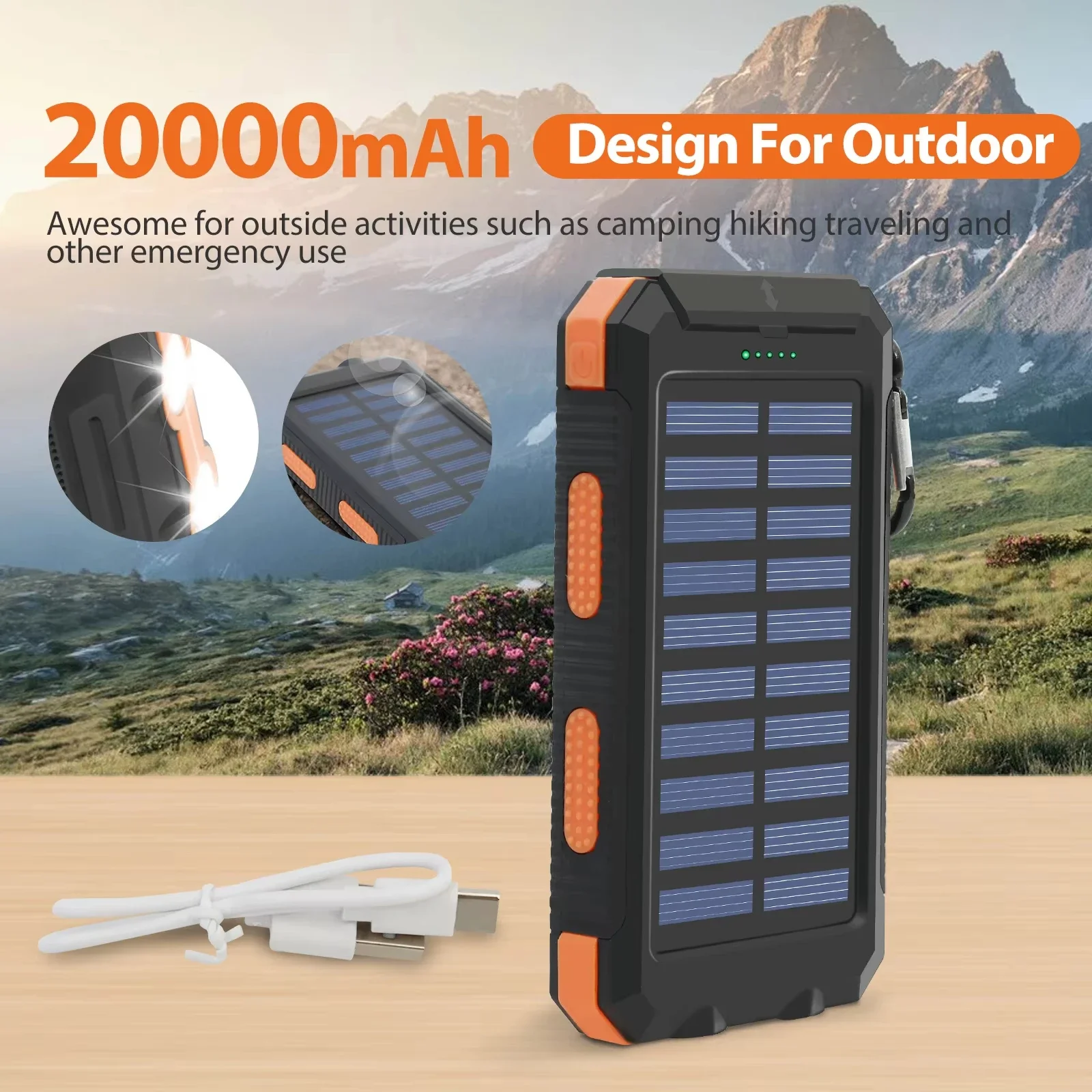 방수 기능이 있는 20000mAh 용량의 태양광 충전식 - Solar Emergency Charger 리뷰 및 가격